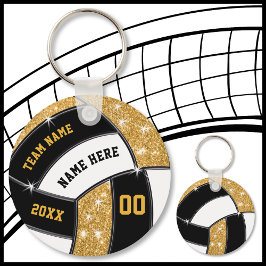 Llavero Regalos de voleibol baratos de oro y negro 4 cajas