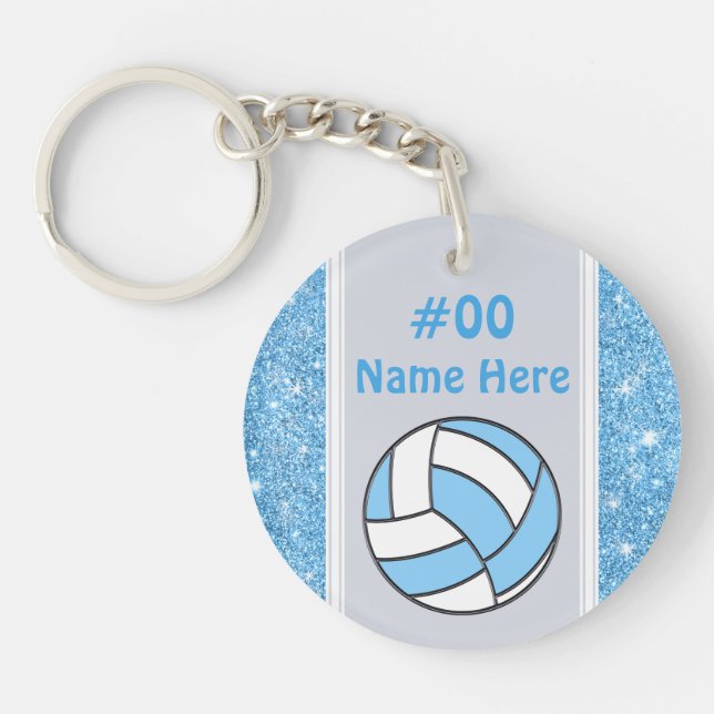 Llavero Regalos de voleibol personalizados en azul claro y (Frente)
