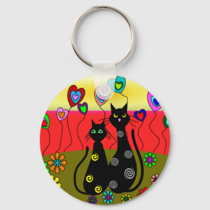 Llavero Regalos del arte de los amantes del gato negro