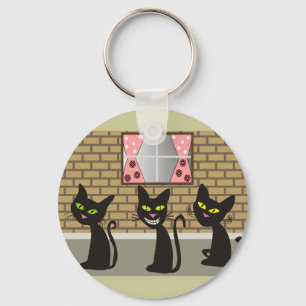 Llavero Regalos del arte del gato negro "nosotros tres