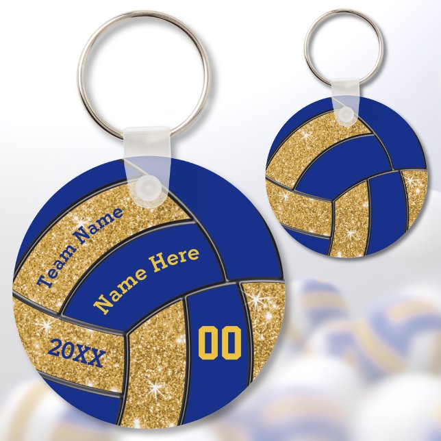 Llavero Regalos del equipo de voleibol personalizado Blue  (Personalized Volleyball Team Gifts. Cheap Volleyball Gifts for Girls. Custom Volleyball Keychains.)