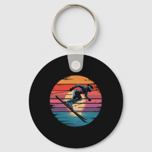 Llavero Regalos deportivos de esquí cuesta abajo retro pue