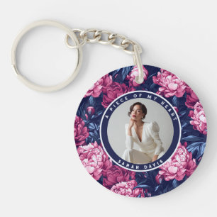 Llavero Regalos elegantes de San Valentín Peonías Florales