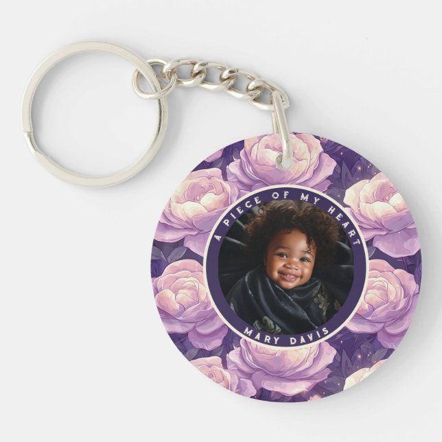 Llavero Regalos Elegantes Para Parejas Floral Rosa (Frente)