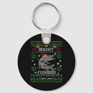 Llavero Regalos feos de Navidad para pescadores de muskies