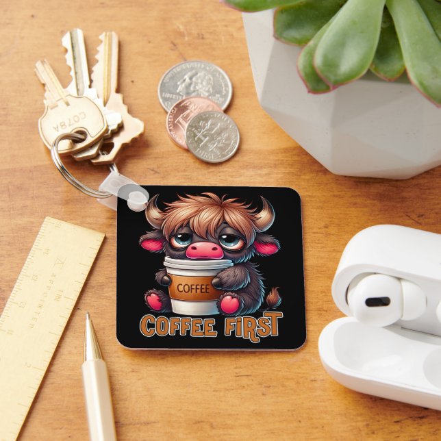 Llavero Regalos para amantes del café primero (Escritorio )