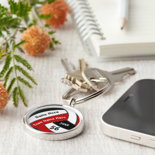 Llavero Regalos para mayores de voleibol rojo, blanco y ne