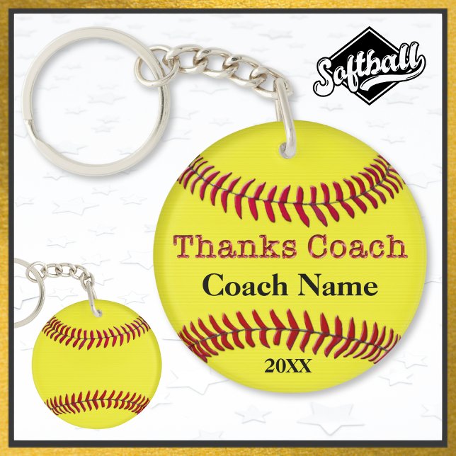 Llavero Regalos personalizados baratos para los entrenador (Softball Keychains for cheap softball gifts for coaches. Personalized softball keychains. Coach Name)