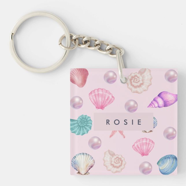 Llavero Regalos personalizados con monograma de conchas ma (Frente)