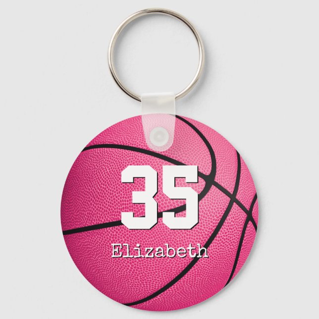 Llavero regalos personalizados de baloncesto de chicas ros (Anverso)