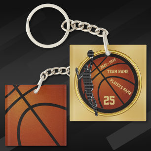 Llavero Regalos personalizados de baloncesto negro y oro b