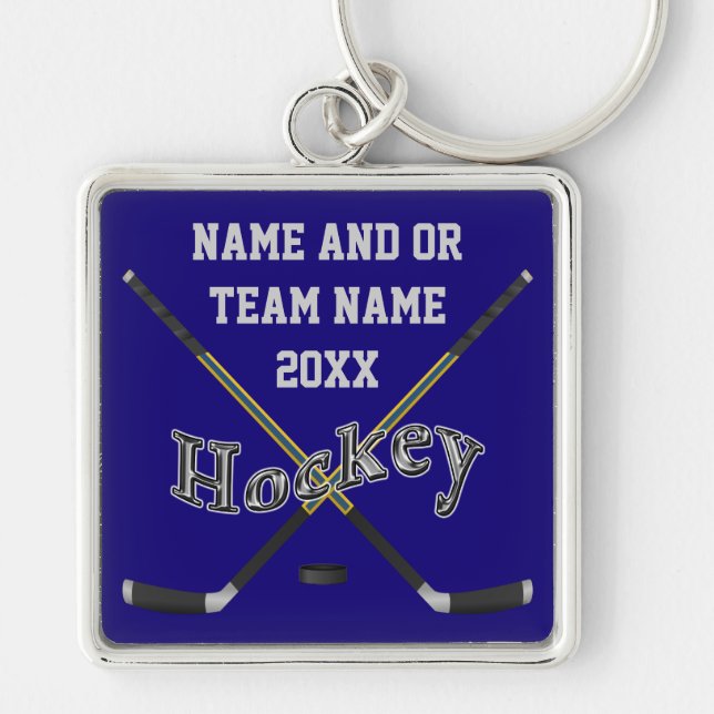 Llavero Regalos personalizados del hockey en sus colores y (Frente)