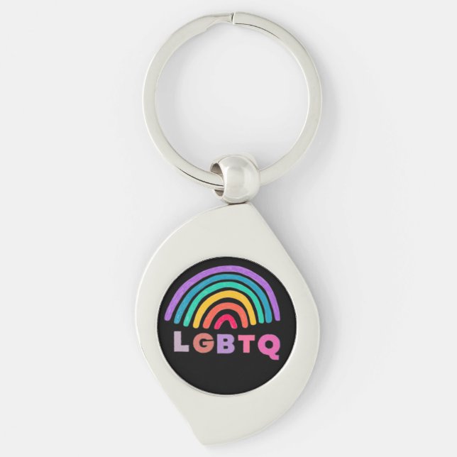 Llavero Regenbogen gemalt mit Schrift LGBTQ (Anverso)