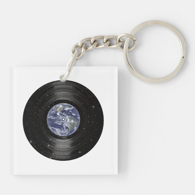 Llavero Registro de LP de vinilo terrestre en el espacio (Atrás)