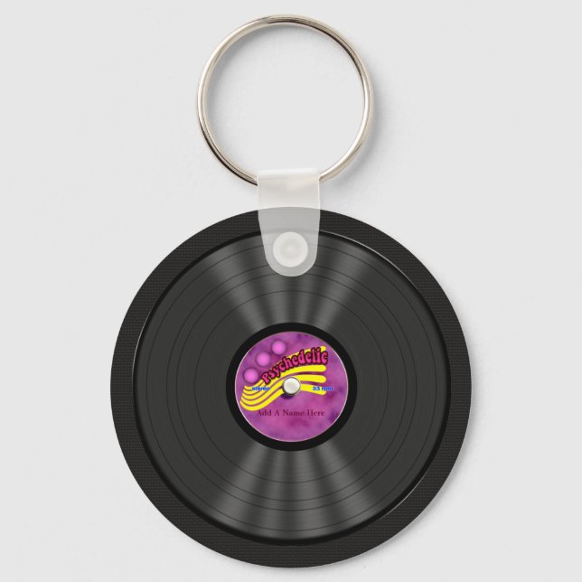Llavero Registro Psicodélico de Vinilo Personalizado (Anverso)