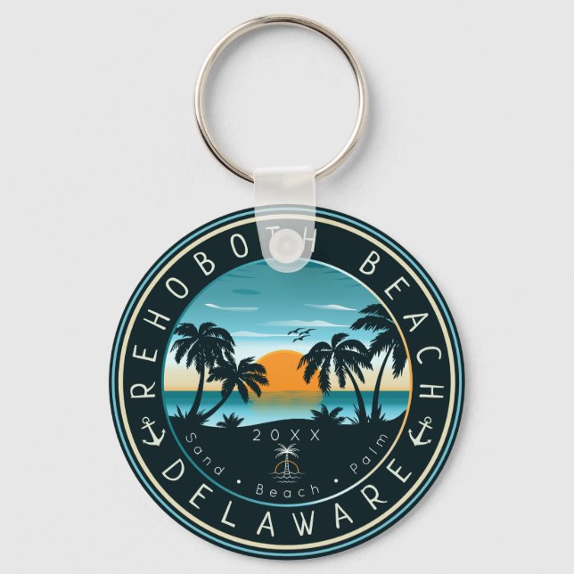 Llavero Rehoboth Beach Delaware Sunset Retro Souvenir 80 (Anverso)
