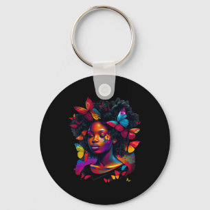 Llavero Reina Arte Pintura Mariposa Afro Bonito
