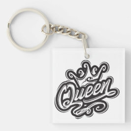 Llavero Reina con corona, diseño de tipografía