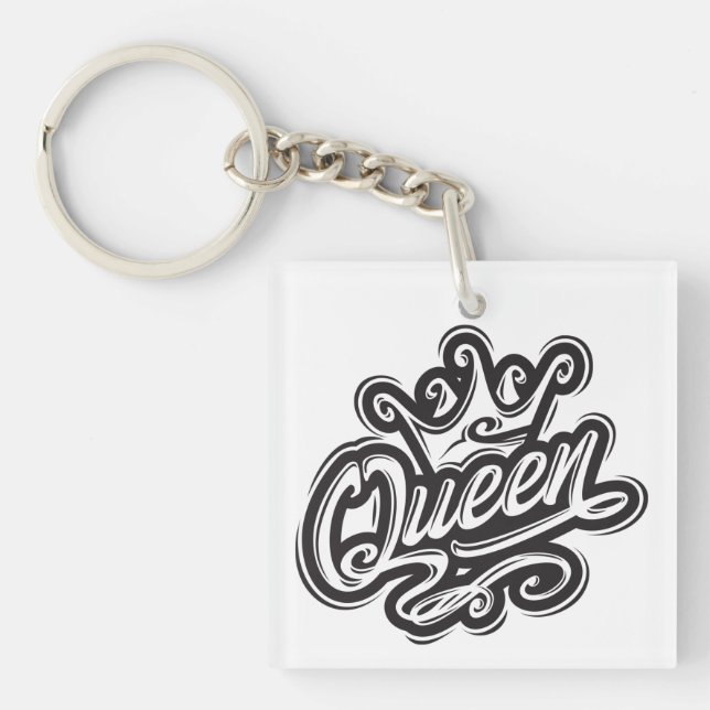 Llavero Reina con corona, diseño de tipografía (Frente)