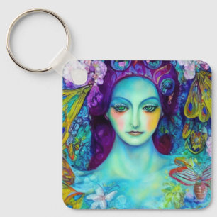 Llavero Reina de hadas encantada con mariposas
