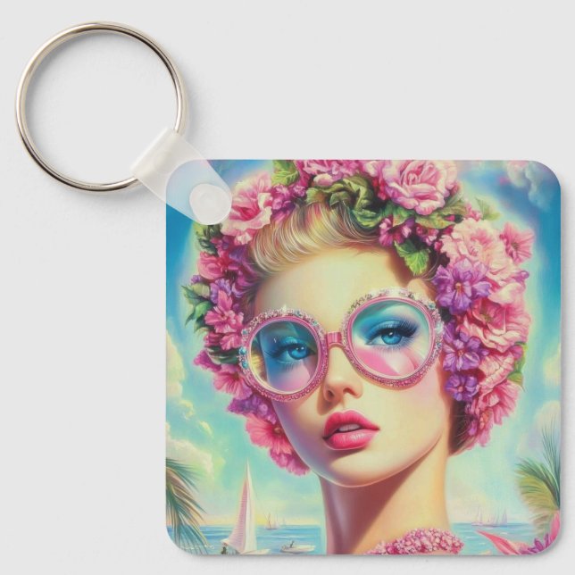 Llavero Reina del glamour tropical (Anverso)