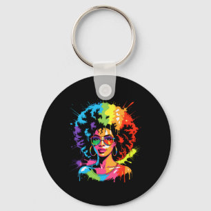 Llavero Reina Negra de Juneteenth Orgullo Afro Arte Gotean