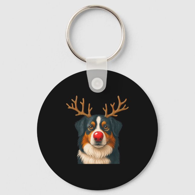 Llavero Reindeer Australian Shepherd Christmas Aussie Dog  (Anverso)
