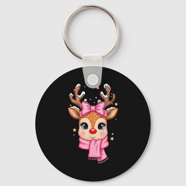 Llavero Reindeer Merry Christmas Cute Girl Women Kids  (Anverso)