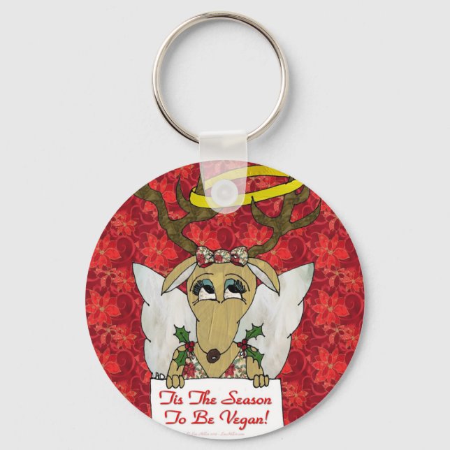 Llavero Reindeer Tis The Season to Be Vegan Gifts Apparel (Anverso)