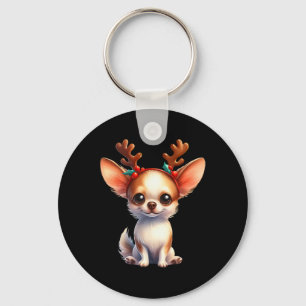 Llavero Reindeo de Chihuahua Santa Hat Xmas enciende Navid