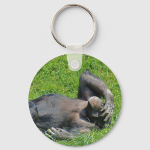 Llavero Relajando a los chimpancés en la hierba - Keychain