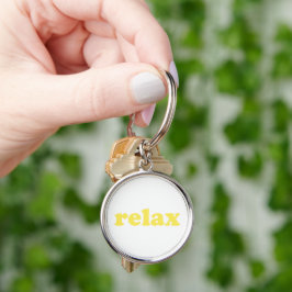 Llavero Relájate texto amarillo gracioso rad fresco