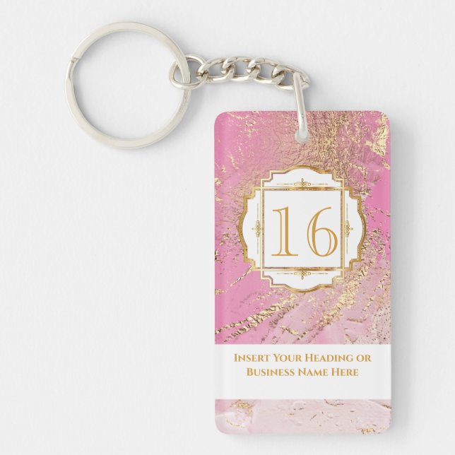 Llavero Relieve metalizado de oro rosa de mármol  rosa mod (Frente)