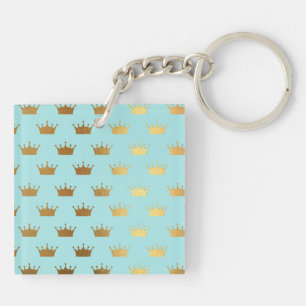 Llavero Relieve metalizado metálico de oro Crown Real Verd