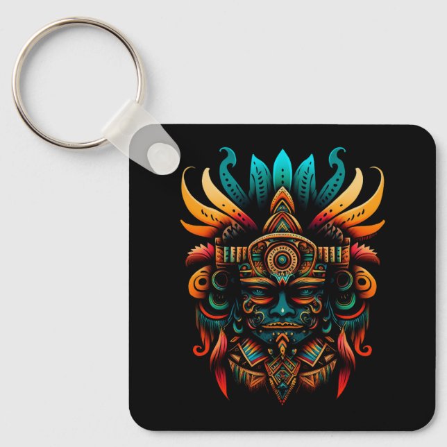 Llavero Religión Azteca Dios Tlaloc Mitología Maya Deity M (Anverso)