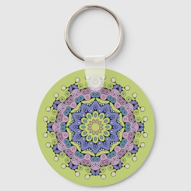 Llavero Reloj de mano pintado Mandala Cara 2 (Anverso)