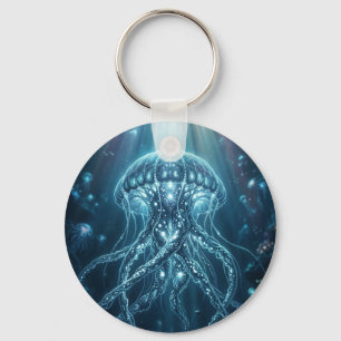 Llavero "Reloj de pared de medusas bioluminiscentes de agu