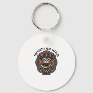 Llavero Remera gráfica de gato héroe bombero - Bombero
