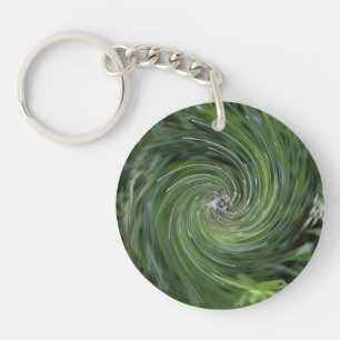 Llavero Remolino Floral Verde Chartreuse Retro Abstracto G