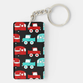 Llavero Remolque de camping retro RV rojo turquesa