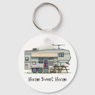Llavero Remolque lindo del viaje del campista de la quinta