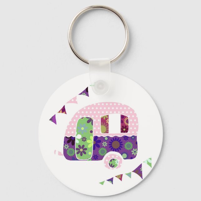 Llavero remolque Shabbychic, caravana con racimo (Anverso)