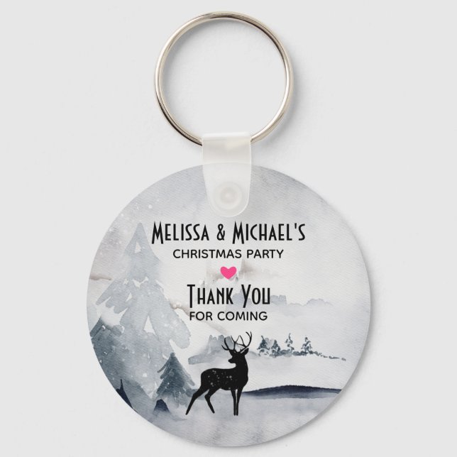 Llavero Reno en el agua gris salvaje acuarela Navidad (Anverso)