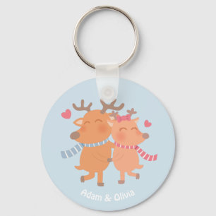 Llavero Reno lindo en el amor Winter Romance Keychain