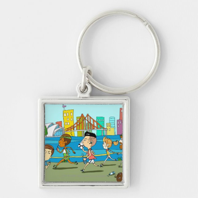 Llavero Reporteros de la TV con los micrófonos en la raza (Frente)