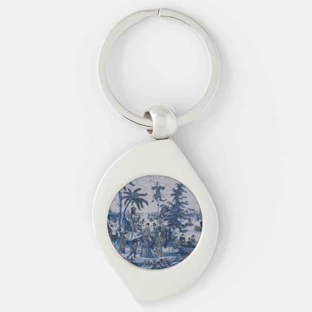 Llavero Repro Chinoiserie Delft Blue and White Tile (Anverso)