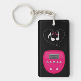 Llavero Reproductor de CD rosa con auriculares besándose