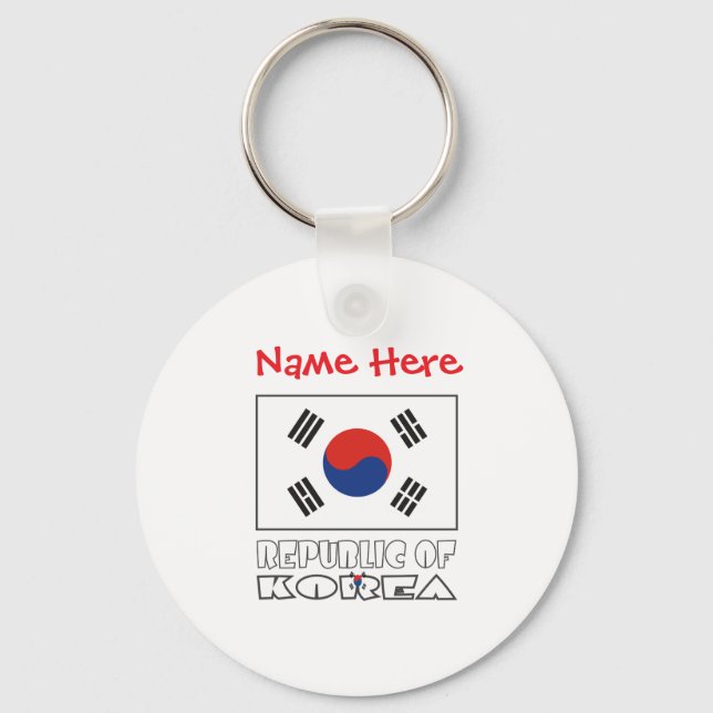 Llavero República de Corea Redonda de Aluminio Personaliza (Anverso)