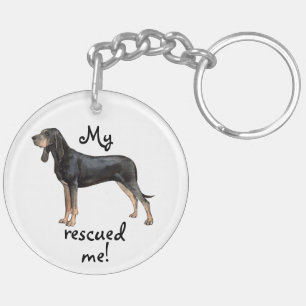 Llavero Rescate negro y Coonhound del moreno