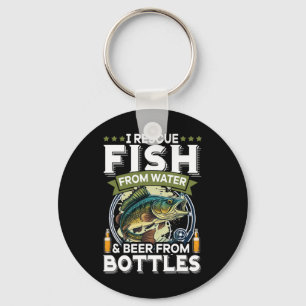 Llavero Rescato peces del agua y cerveza de botellas